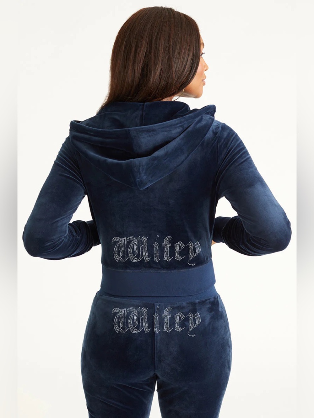 JUICY COUTURE | ✨NEW✨ Wifey Customizable Big Bling Velour Hoodie in Regal Blue